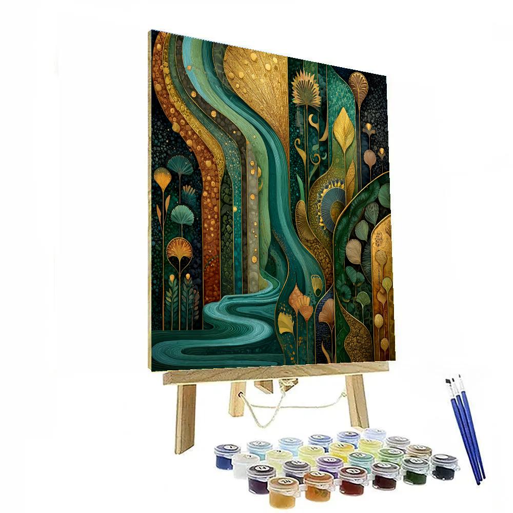 Gustav Klimt Inspired Verdant Solstice Pulse Paint by numbers kits [AI-7da408dd-0c56785fdc06]