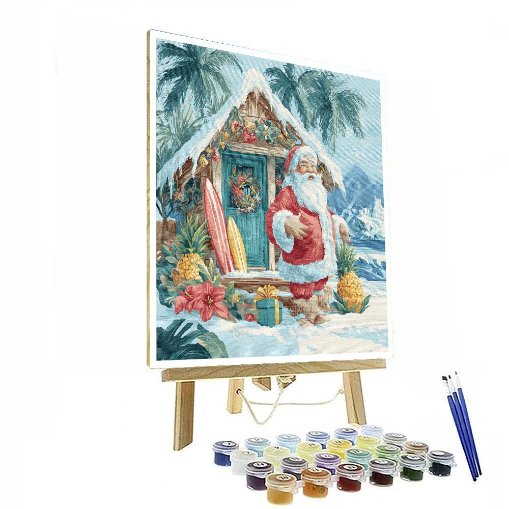 Stitch Wraps Presents In A Tropical Snow Hut paint by numbers [AI-02a421a9-a9384ec68dc8]