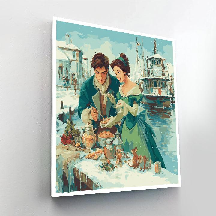 Tiana And Naveen Holiday Gumbo Boat Painting by numbers kit [AI-0264dfe5-fd561f8b7710]