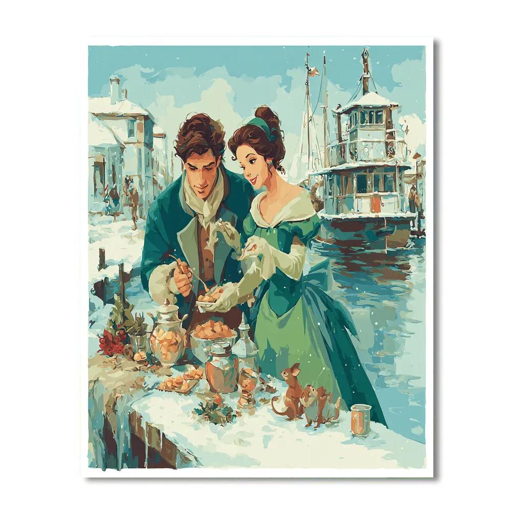 Tiana And Naveen Holiday Gumbo Boat Painting by numbers kit [AI-0264dfe5-c2a533ae8d39]