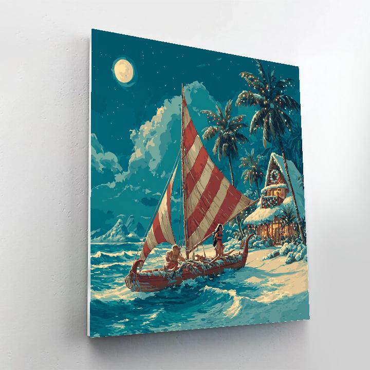 Moana Guides The Candy Cane Wayfinder Canoe Paint by numbers art [AI-648f7b74-a7401c601179]