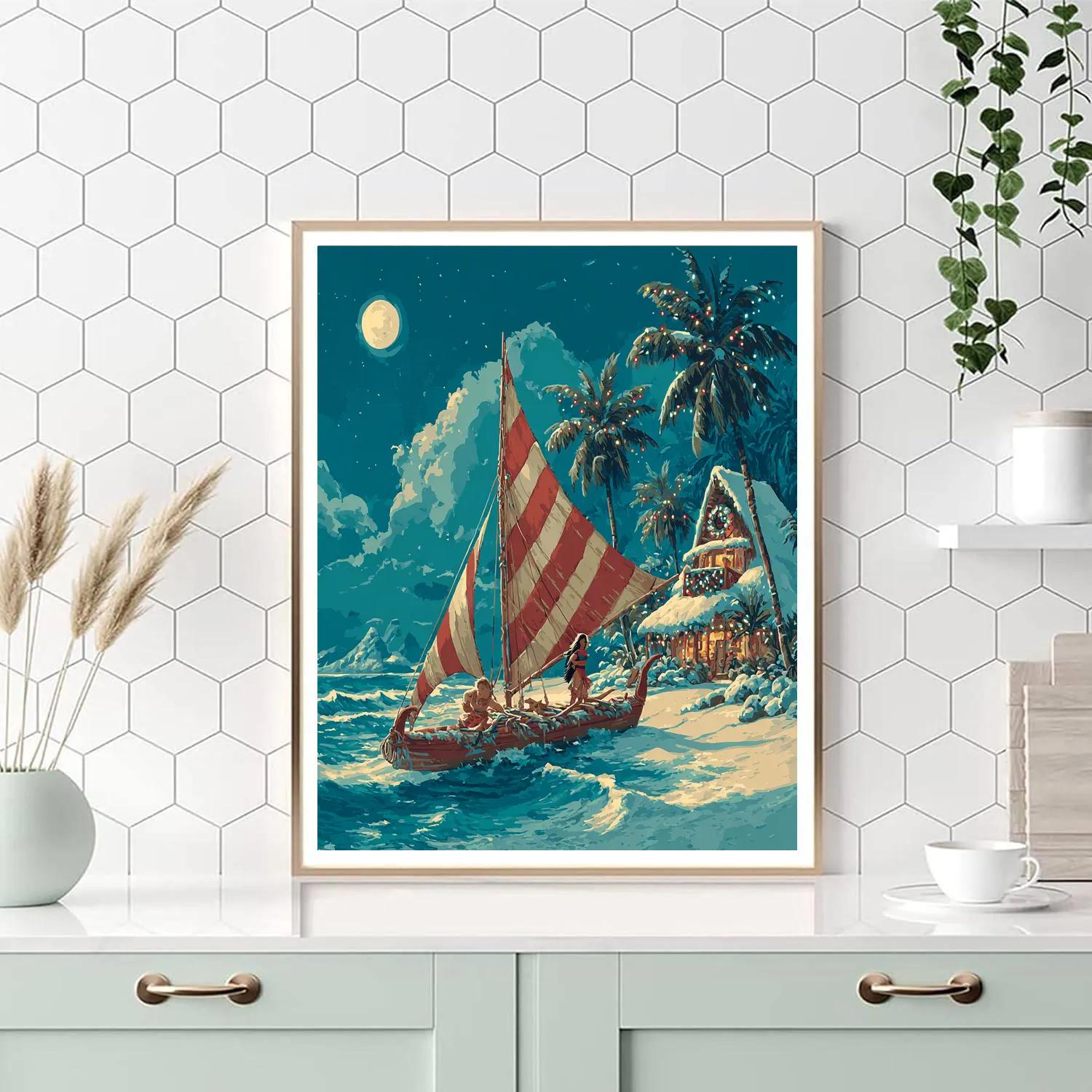 Moana Guides The Candy Cane Wayfinder Canoe Paint by numbers art [AI-648f7b74-62d4ab708e25]