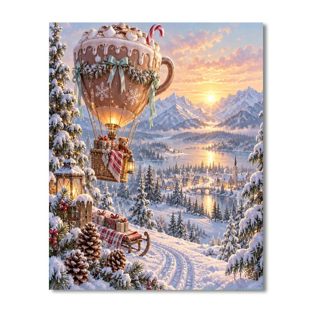 Silver Fir Cocoa Balloon Dawn Paint by numbers kits [AI-4d7ad53f-6c51e2deb4ba]