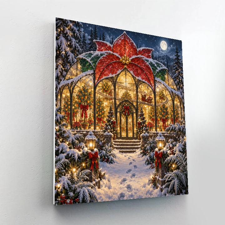 Starlight Poinsettia Sleigh Conservatory Painting by numbers kit [AI-babd4f28-199813a8664e]