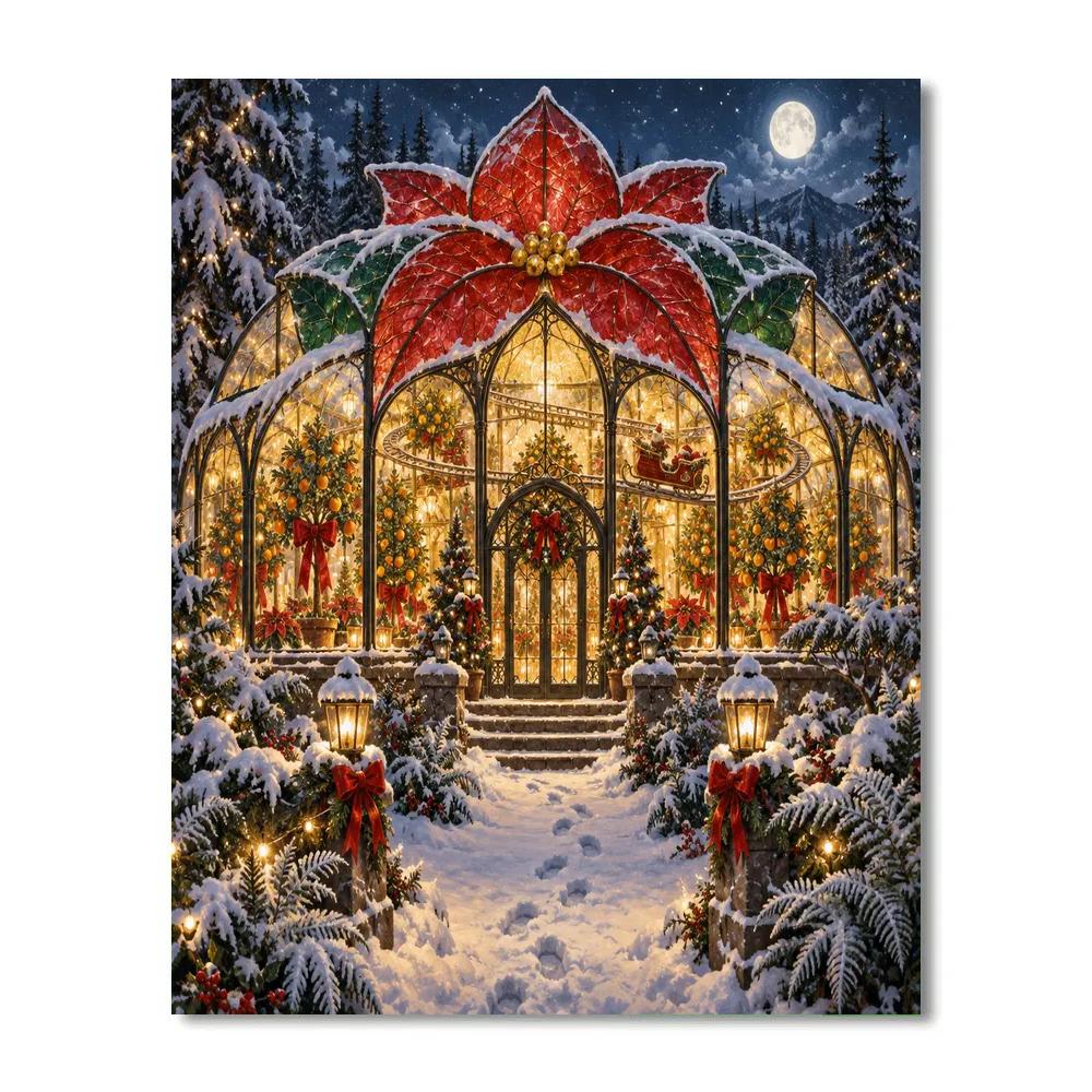 Starlight Poinsettia Sleigh Conservatory Painting by numbers kit [AI-babd4f28-66bc2d20c8e7]