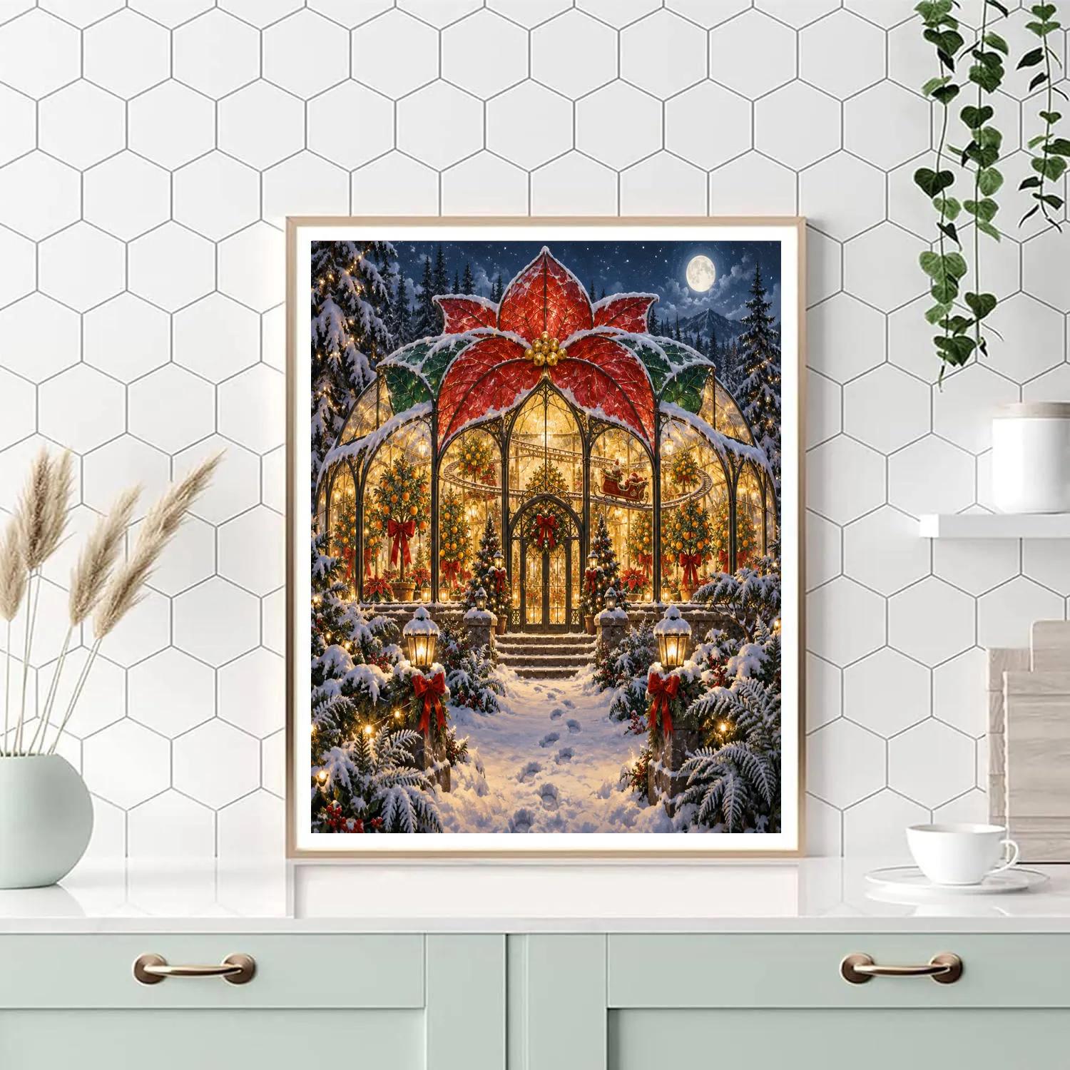 Starlight Poinsettia Sleigh Conservatory Painting by numbers kit [AI-babd4f28-450b4b24c4a6]