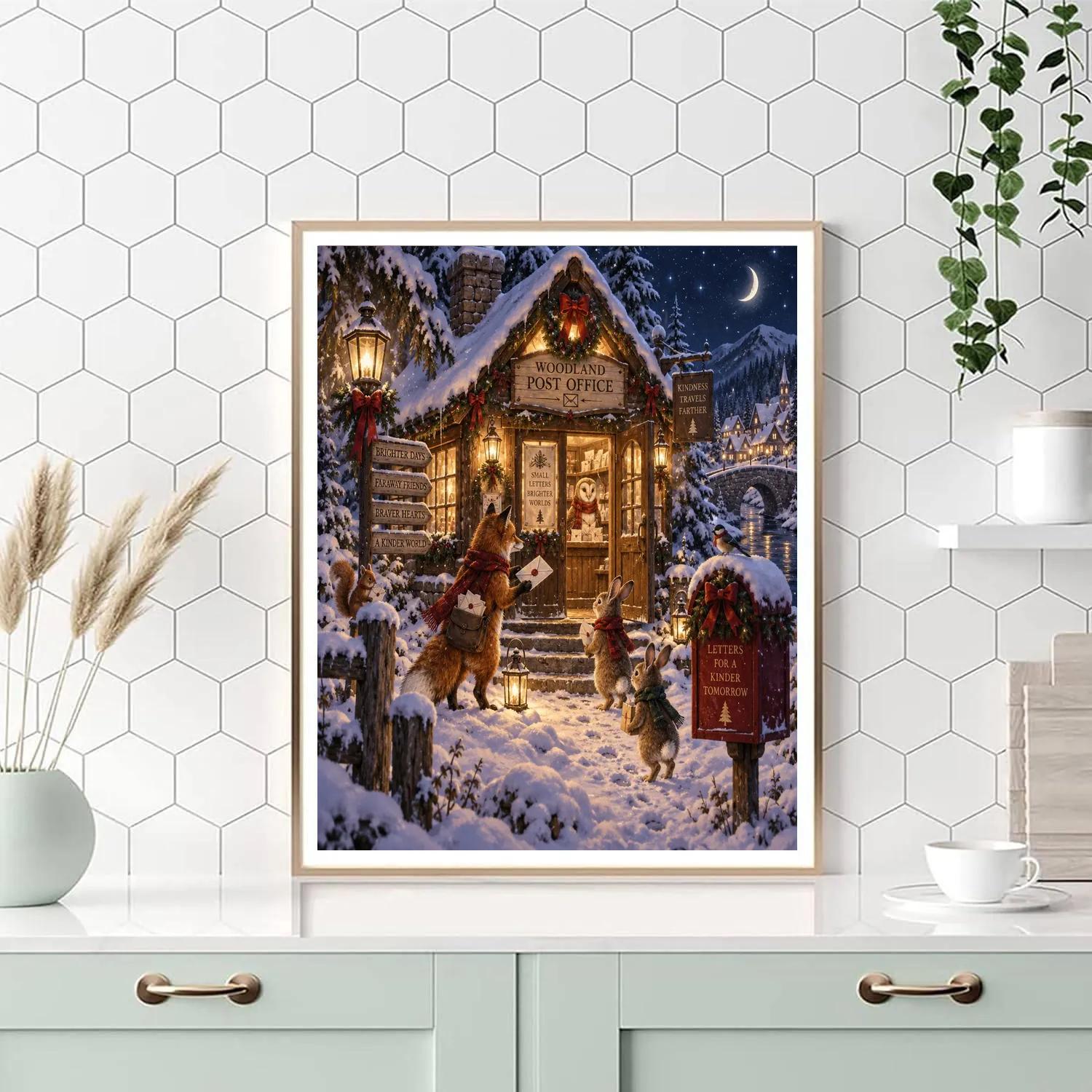 Christmas Moonlit Post Office paint by numbers [AI-877e1581-8dd38be63311]
