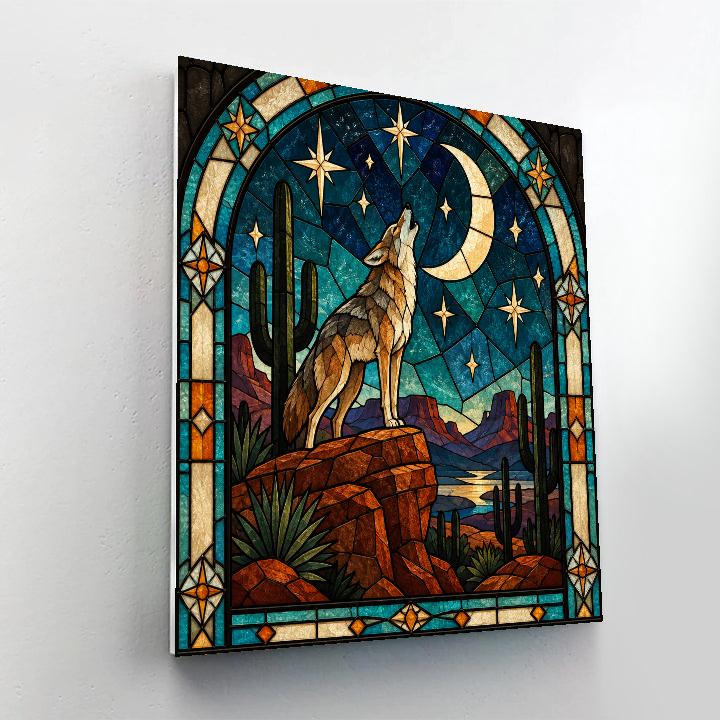 Stained Glass Desert Moon Coyote Paint by numbers kits [AI-93259df5-b16d1f545a17]