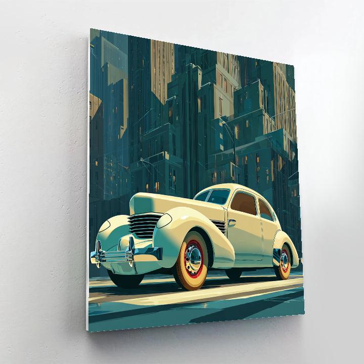 Tamara De Lempicka Inspired Chrome Vintage Car Paint by numbers art [AI-be0e7fa3-d622af05b5fd]