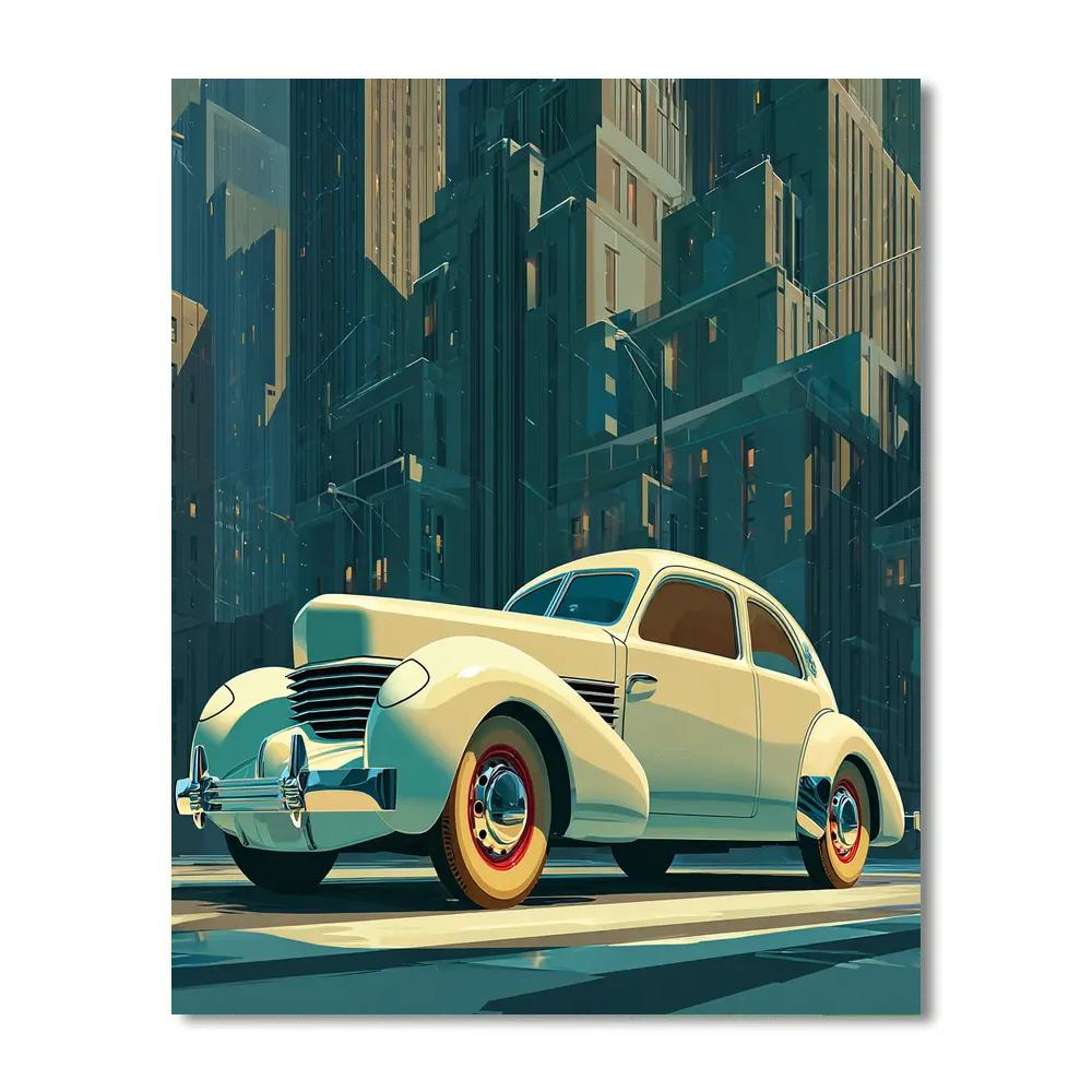 Tamara De Lempicka Inspired Chrome Vintage Car Paint by numbers art [AI-be0e7fa3-fd6014d32715]
