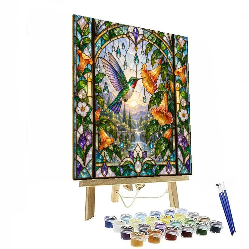 Stained Glass Hummingbird Rain Window paint by numbers [AI-1d3de66a-c67bb96fc686]