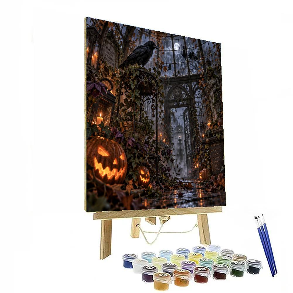 Halloween Candle Crow Conservatory paint by color [AI-c1f3d2ec-b3ee86ca58c4]