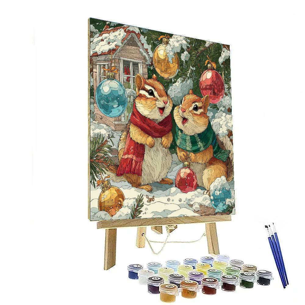 Chipmunk Carolers In The Ornament Orchard DIY paint by numbers [AI-ec55a903-8b90283c5d7d]