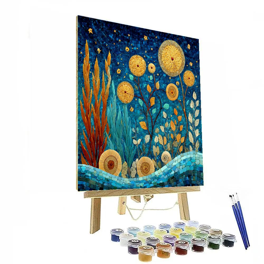 Gustav Klimt Inspired Lapis Frost Garden Constellation paint by numbers [AI-e89b63dc-755668112dc2]