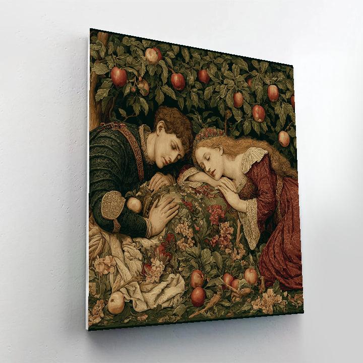 Edward Burne Jones Inspired Orchard Of Sleeping Knights paint by color [AI-c8bb2ce8-d40c16d0b402]