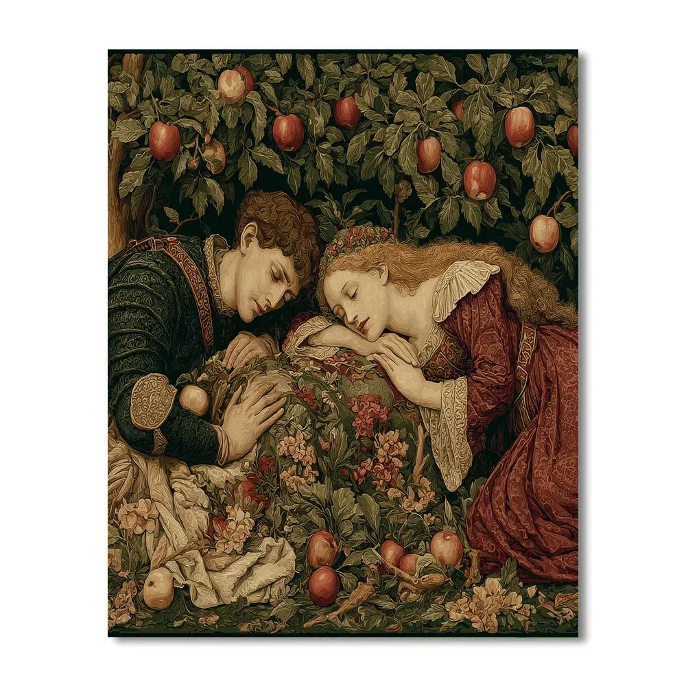 Edward Burne Jones Inspired Orchard Of Sleeping Knights paint by color [AI-c8bb2ce8-30ceaede94cc]