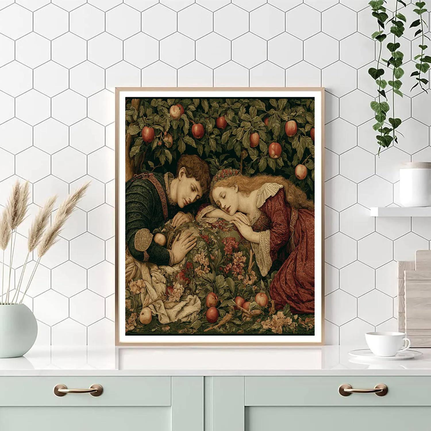 Edward Burne Jones Inspired Orchard Of Sleeping Knights paint by color [AI-c8bb2ce8-74c85b3f7618]