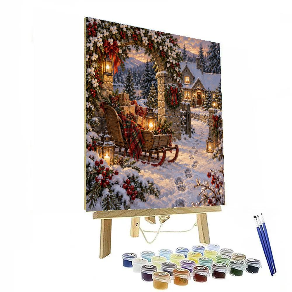 Golden Hearth Sleigh Beneath The Snowberry Arch Paint by numbers kits [AI-d2c7e72c-1b8f20e6ede6]