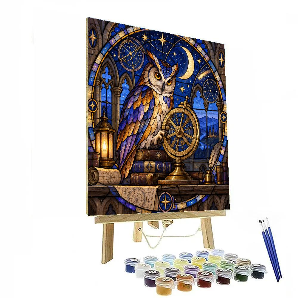 Stained Glass Owl Astronomer Paint by numbers kits [AI-632188c9-e859b34ead75]