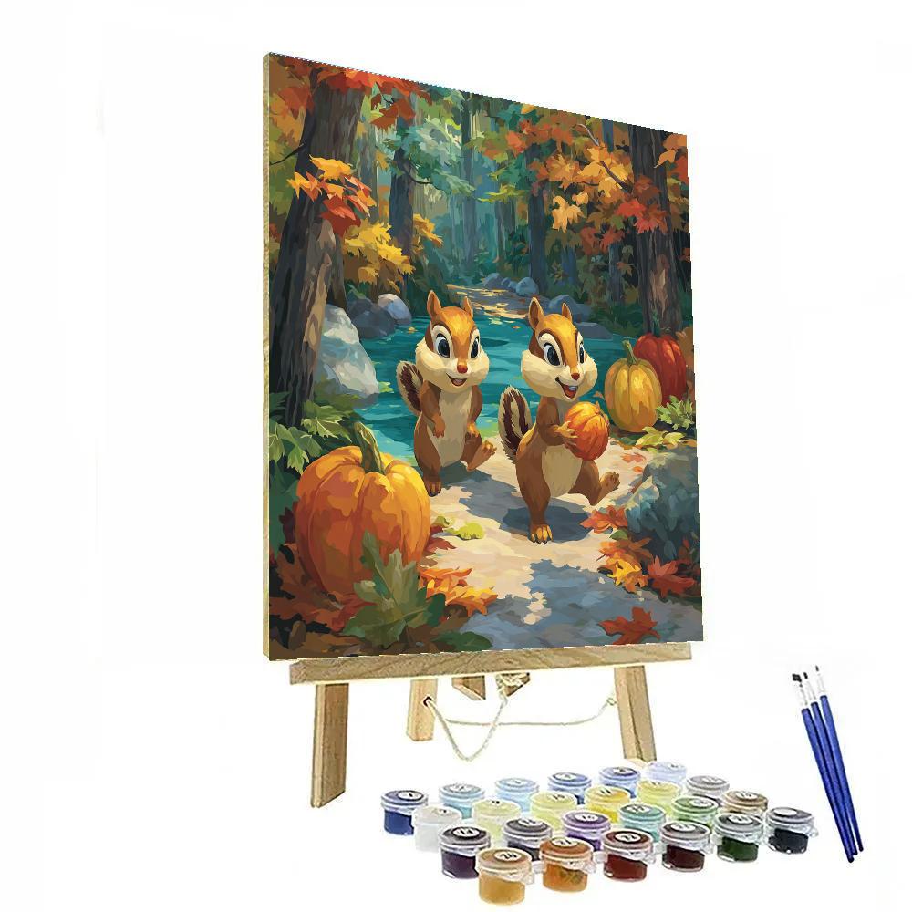 Chip And Dale Maple Leaf Treasure Disney Inspired paint by number [AI-2dd6955e-0d62f64f94d8]
