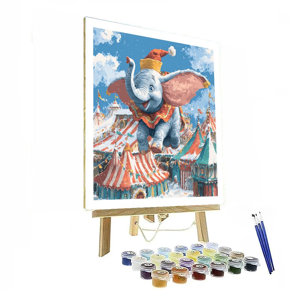 Dumbo Delivers Stockings Above Peppermint Circus Town DIY paint by numbers [AI-bfe20815-2caa9054bdc6]