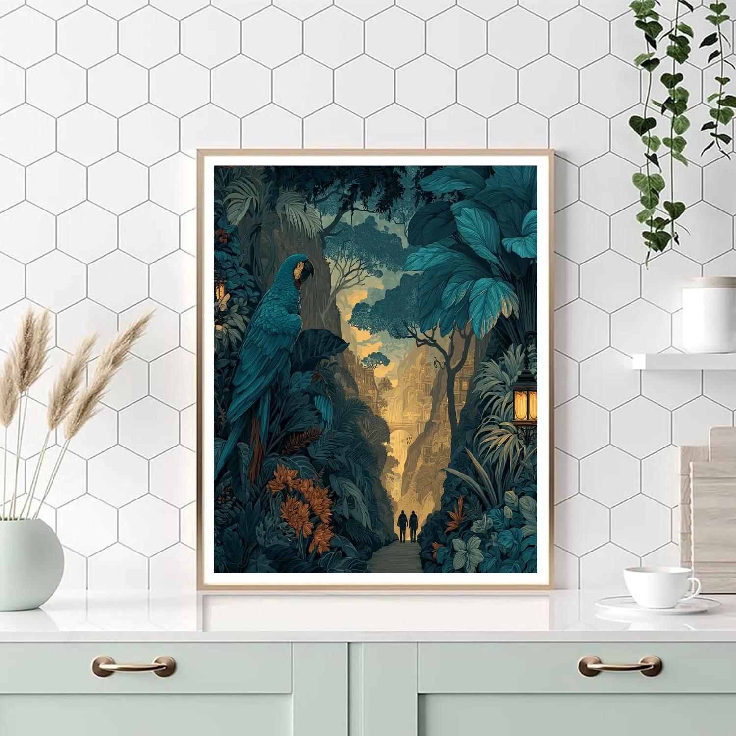 Henri Rousseau Inspired Jungle Expedition Lanterns Numbered painting kits [AI-45926a31-f4c34b3de593]