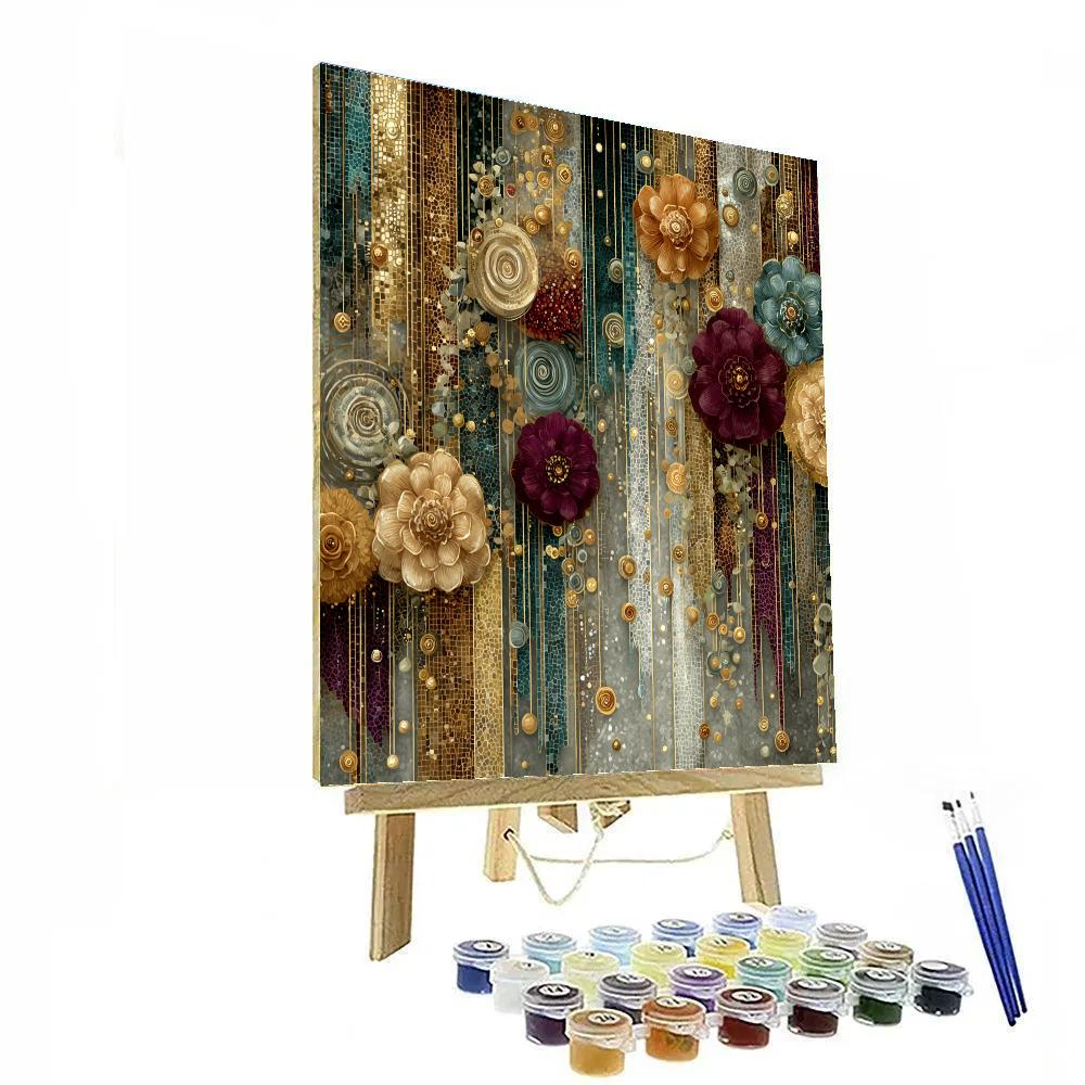 Gustav Klimt Inspired Aureate Memory Rainfield Numbered painting kits [AI-fdec905f-cfb24493b445]