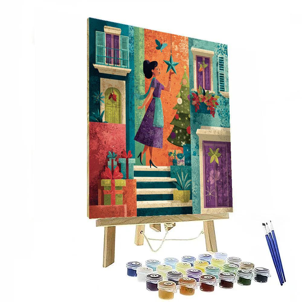 Encantos Candlelit Christmas Casita Numbered painting kits [AI-259fd086-bc2667bc31af]