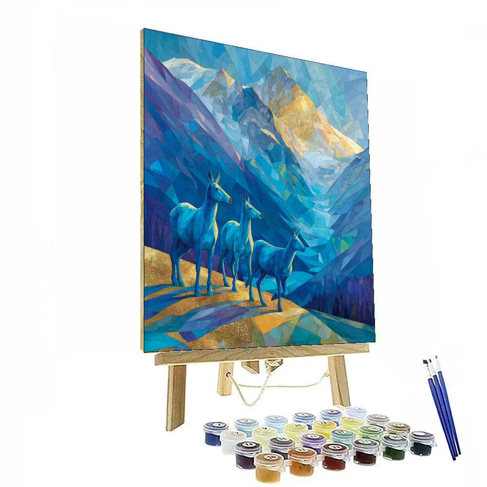 Franz Marc Inspired Blue Horses In Crystal Mountains Numbered painting kits [AI-9c7c159f-f4c6473e77af]