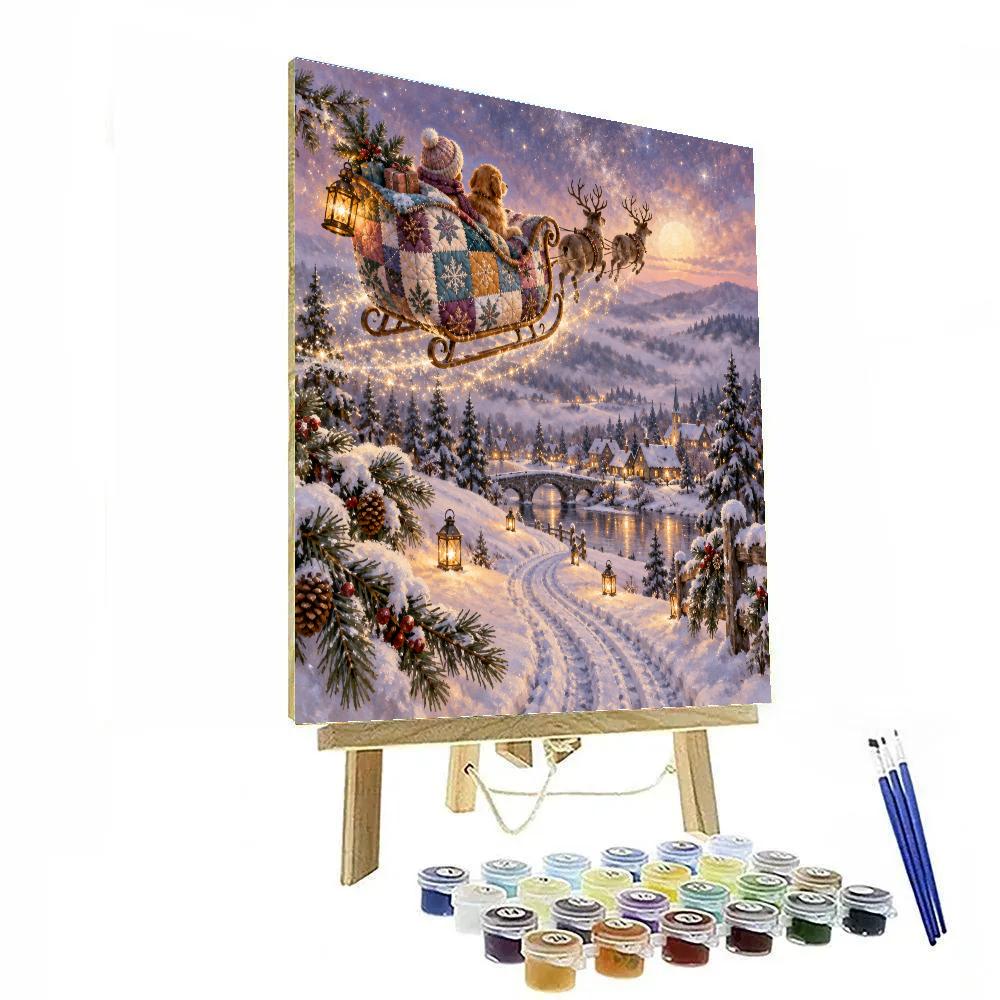 Starlight Quilt Sleigh Above The Candle Snow Hills Number painting [AI-937fe9f6-25b1c7482293]