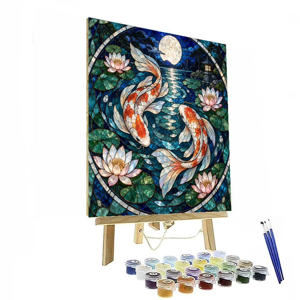 Stained Glass Koi Moon Pond Numbered painting kits [AI-e86e4b1d-a0ee170fd152]