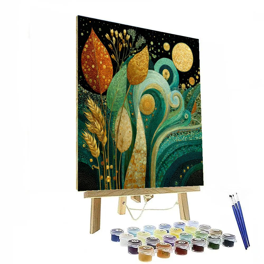 Gustav Klimt Inspired Viridian Breath Of Rootlight paint by numbers [AI-7e0e9a11-4fb03e735325]