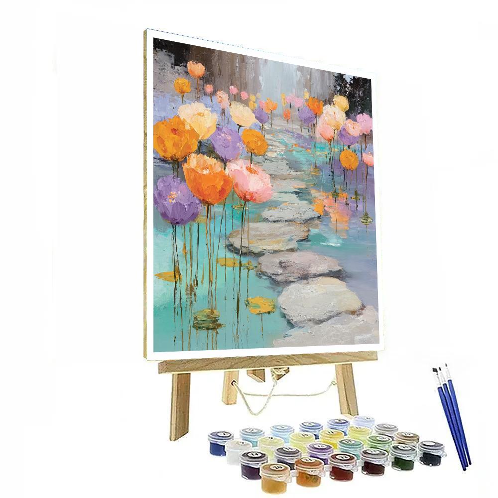 Helen Frankenthaler Inspired Rainwashed Tulip Courtyard Paint by numbers art [AI-376c8c20-52bc1dc2d395]