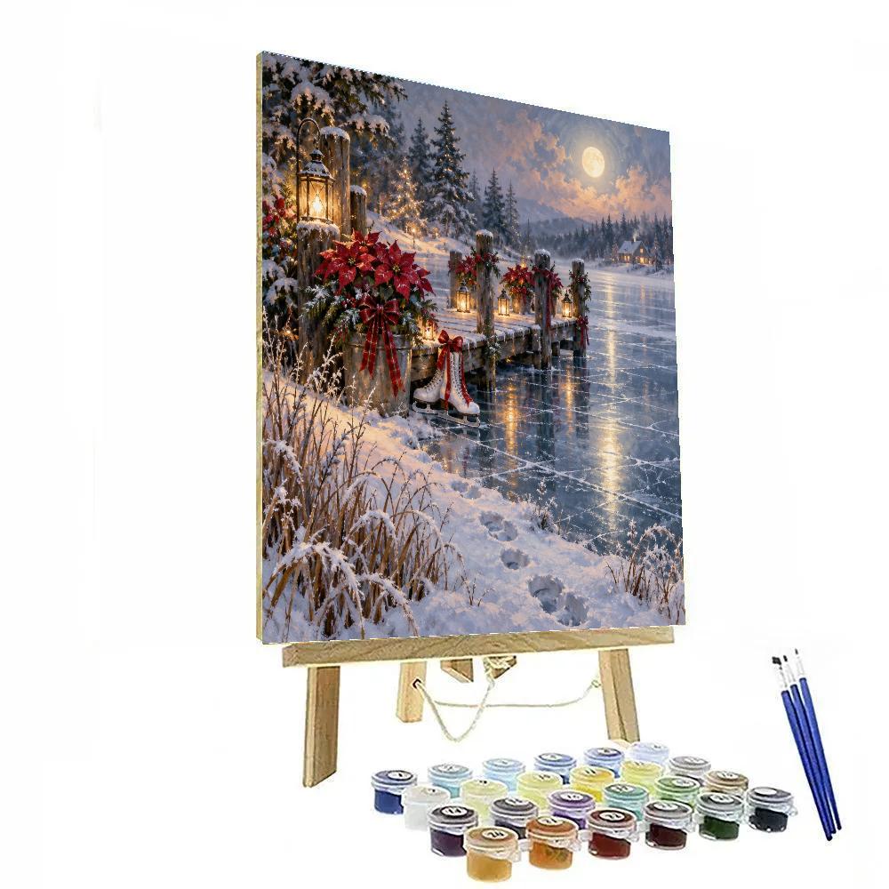 Sugar Frost Moon Over The Poinsettia Dock Numbered painting kits [AI-f259158f-d8af9c44d6ab]