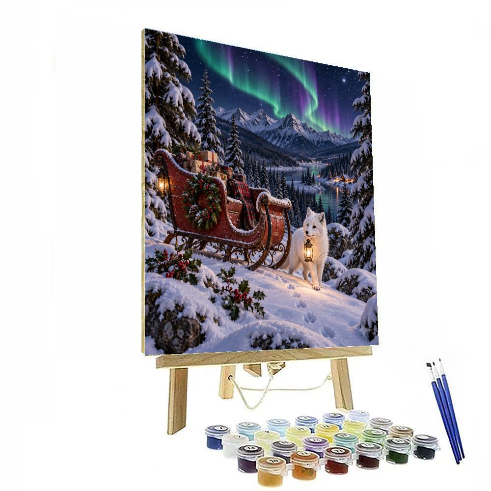 Christmas Aurora Fox Sleigh paint by numbers [AI-a157b83a-cc99bb359c52]