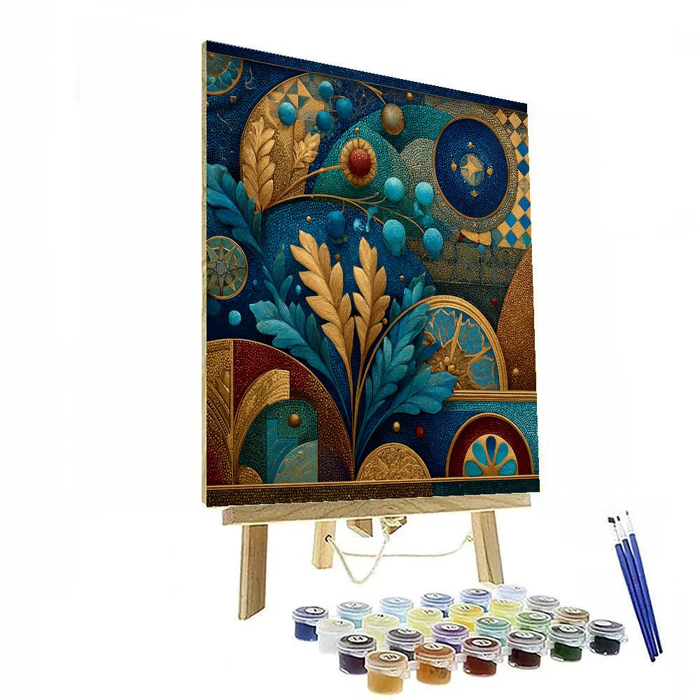 Gustav Klimt Inspired Cobalt Bramble Starfield DIY paint by numbers [AI-817e38b7-93fc0568bdc4]