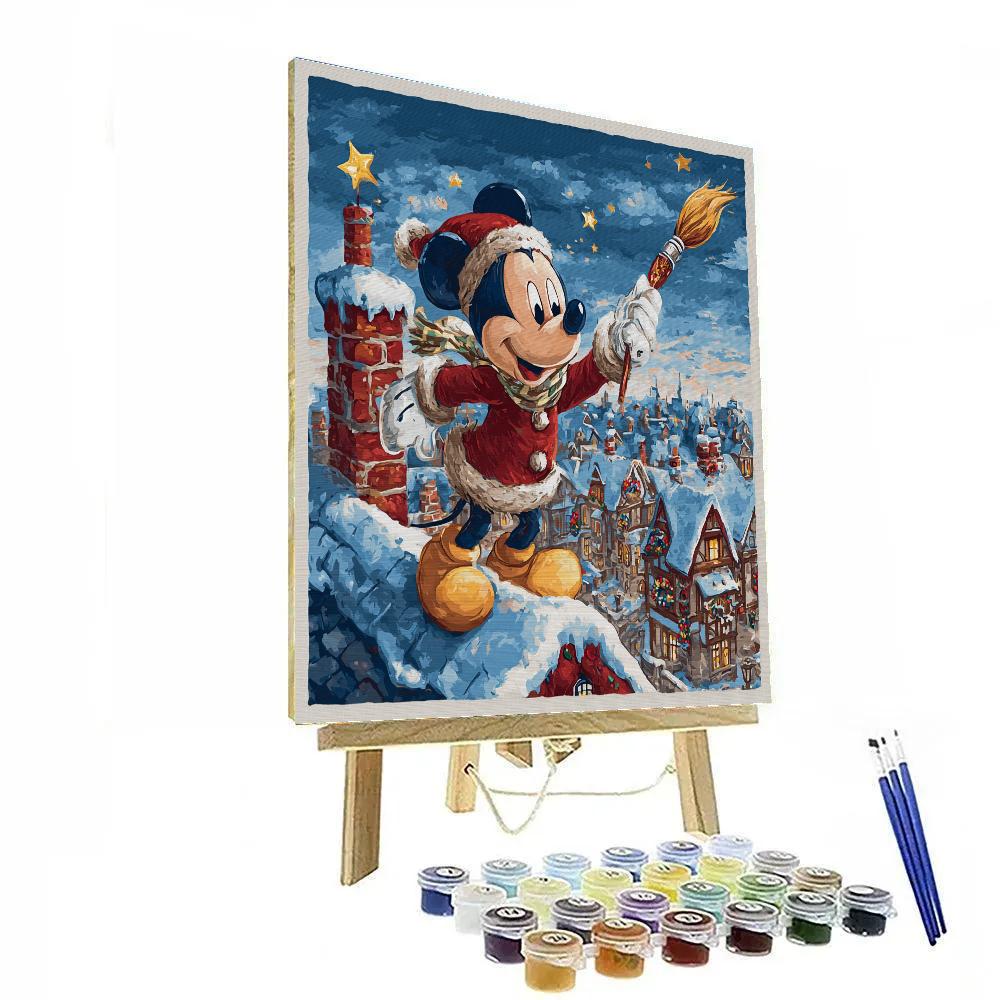 Mickey Paints Snow Stars On The Castle Rooftops Paint by numbers kits [AI-996be39f-6810162c8f5d]