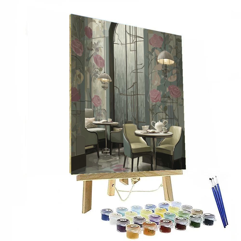Charles Rennie Mackintosh Inspired Rainy Tea Room Painting by numbers kit [AI-99b4554c-b5d66b4bbeb3]
