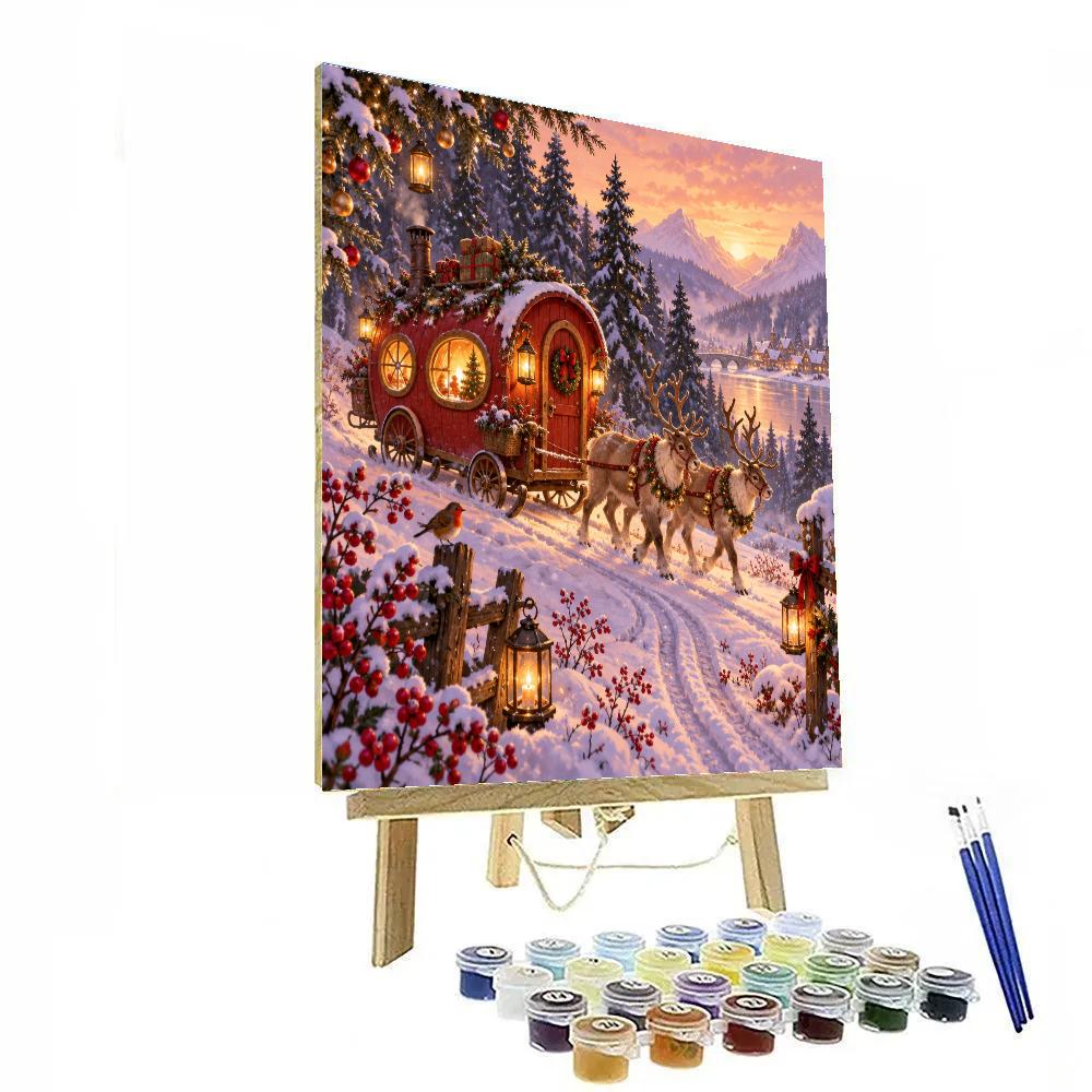 Peppermint Hearth Caravan In Snowberry Woods DIY paint by numbers [AI-0f4b4be1-5447dcc53469]
