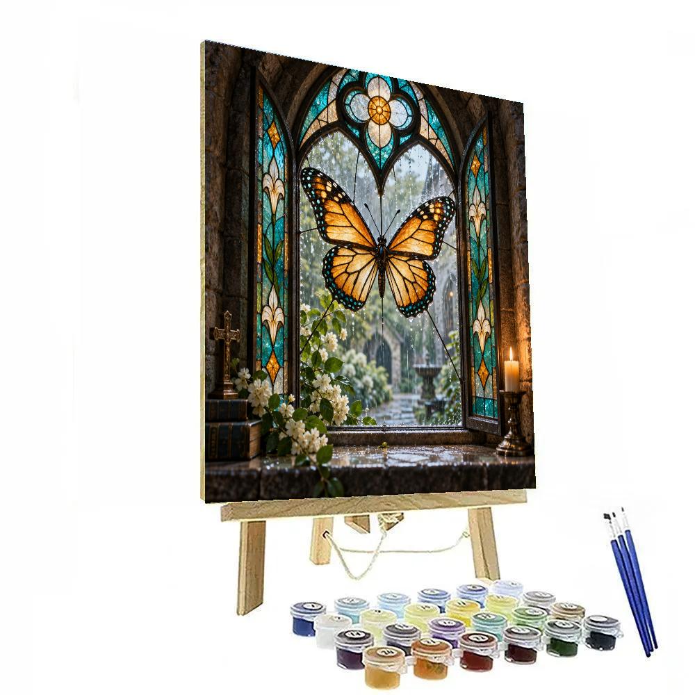 Stained Glass Monarch Rain Chapel painting number kit [AI-e1364960-dbebaca70c83]