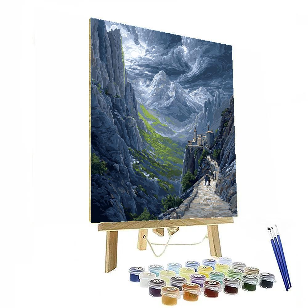 El Greco Inspired Mountain Pilgrimage Under Storm Clouds paint by number [AI-b1206dd4-051311278bf9]