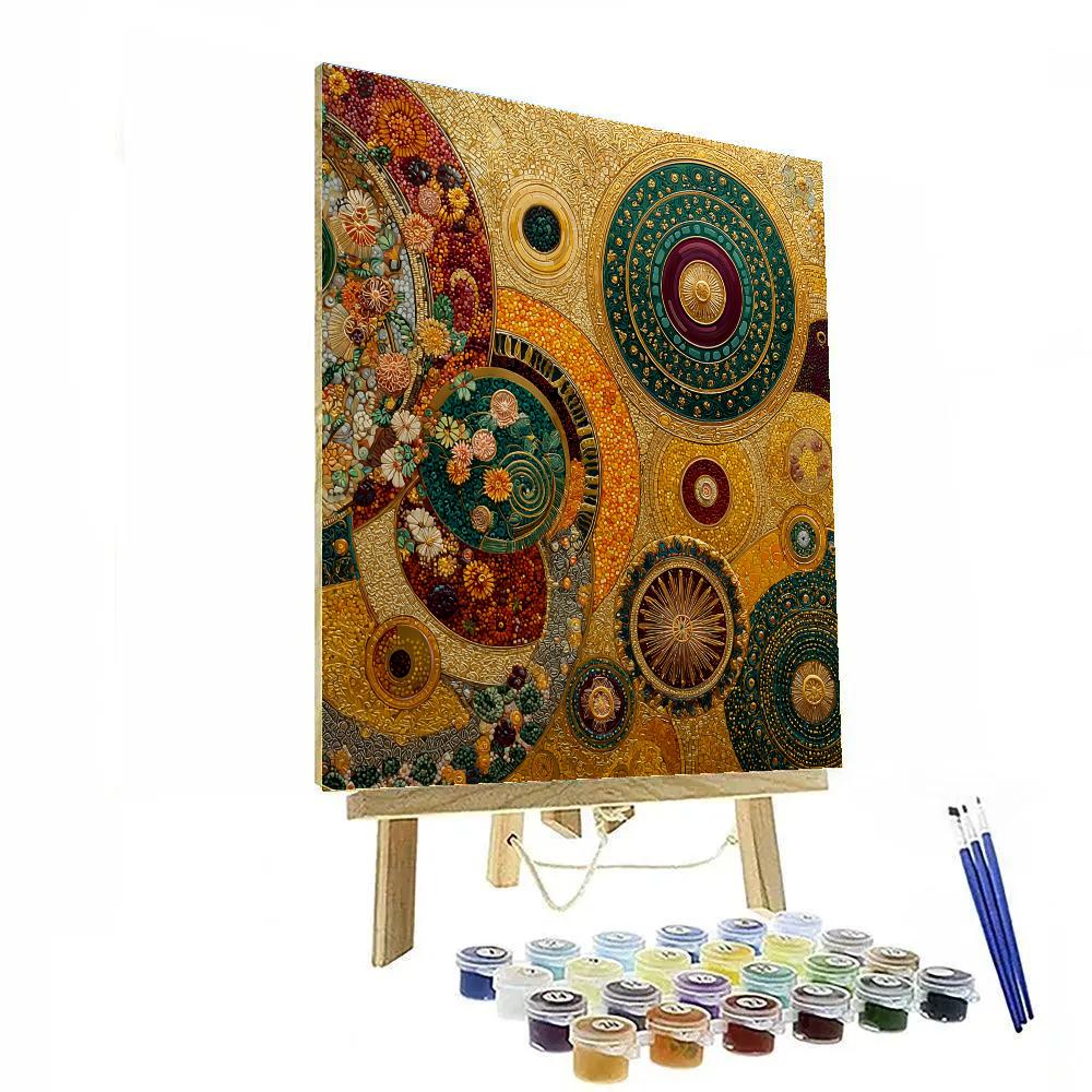 Gustav Klimt Inspired Auric Saffron Timewells paint by number [AI-f8a6cae7-60096a4aed64]