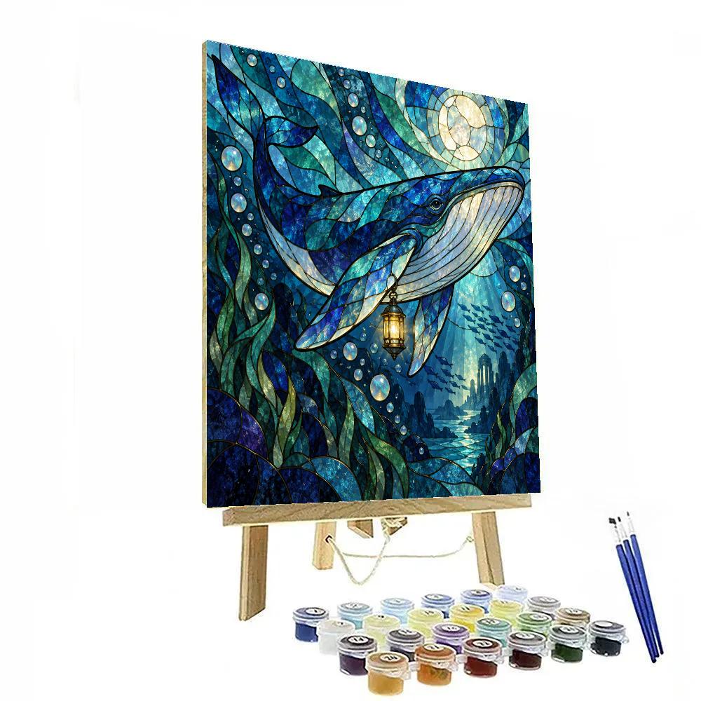 Stained Glass Lantern Whale painting number kit [AI-b33d28ab-2ce4037a48d5]