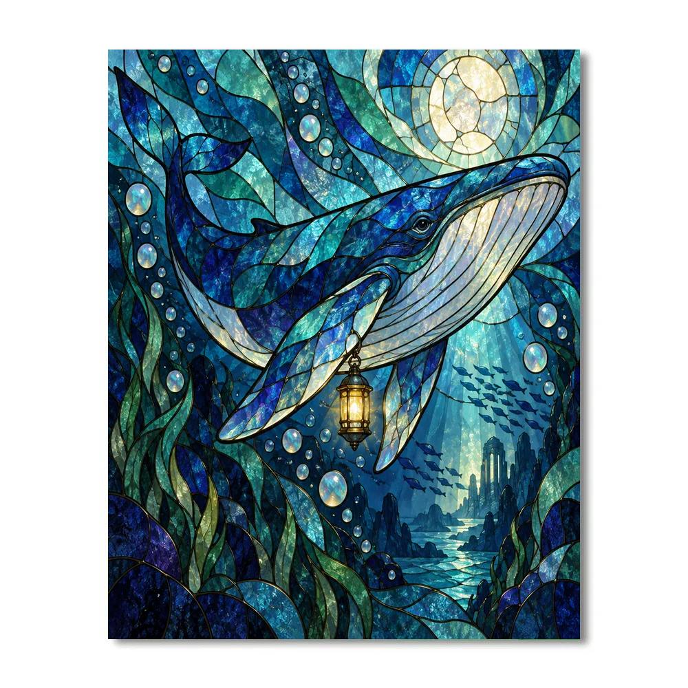 Stained Glass Lantern Whale painting number kit [AI-b33d28ab-f4004e367e81]
