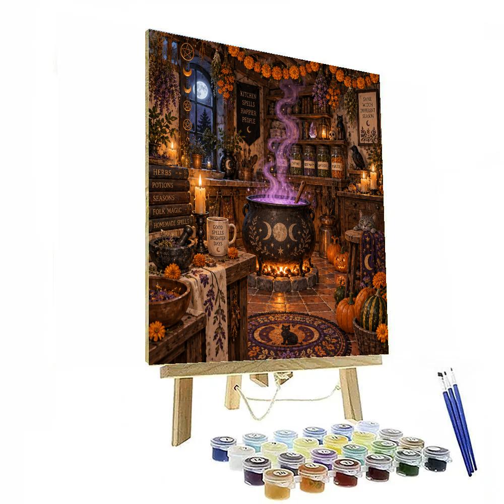 Halloween Marigold Spell Kitchen Paint by numbers art [AI-9cea29b2-ba32f1838558]