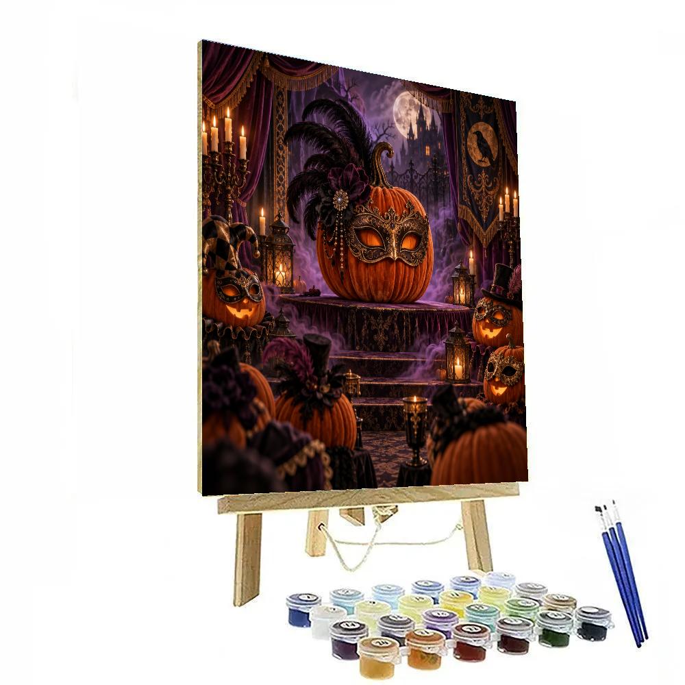 Halloween Velvet Pumpkin Masquerade Painting by numbers kit [AI-1b3cbca9-b4e421483fca]