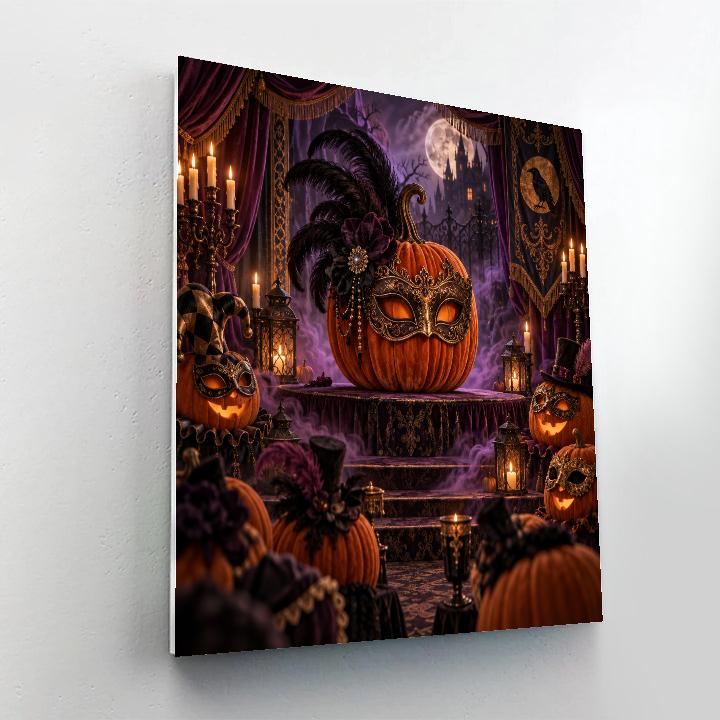 Halloween Velvet Pumpkin Masquerade Painting by numbers kit [AI-1b3cbca9-34b625cf2541]