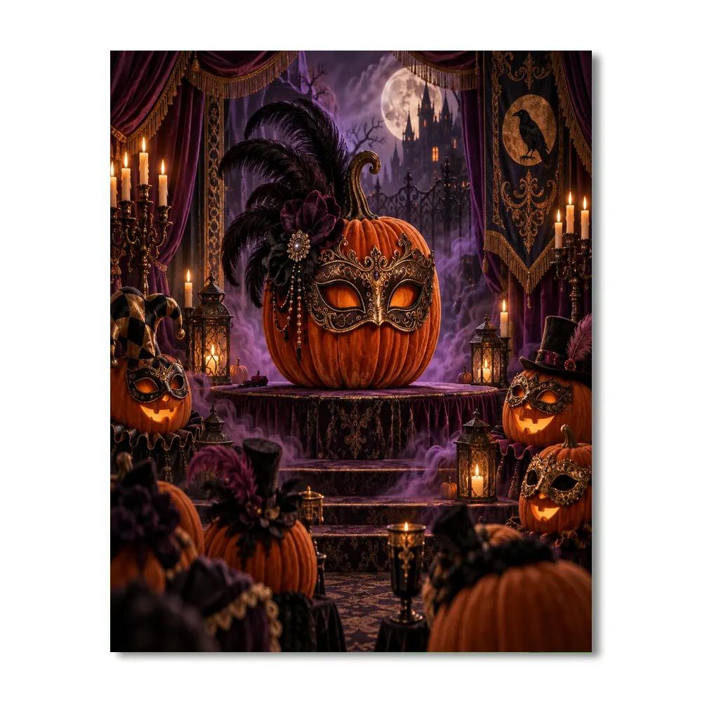 Halloween Velvet Pumpkin Masquerade Painting by numbers kit [AI-1b3cbca9-a73c4ebb39e7]