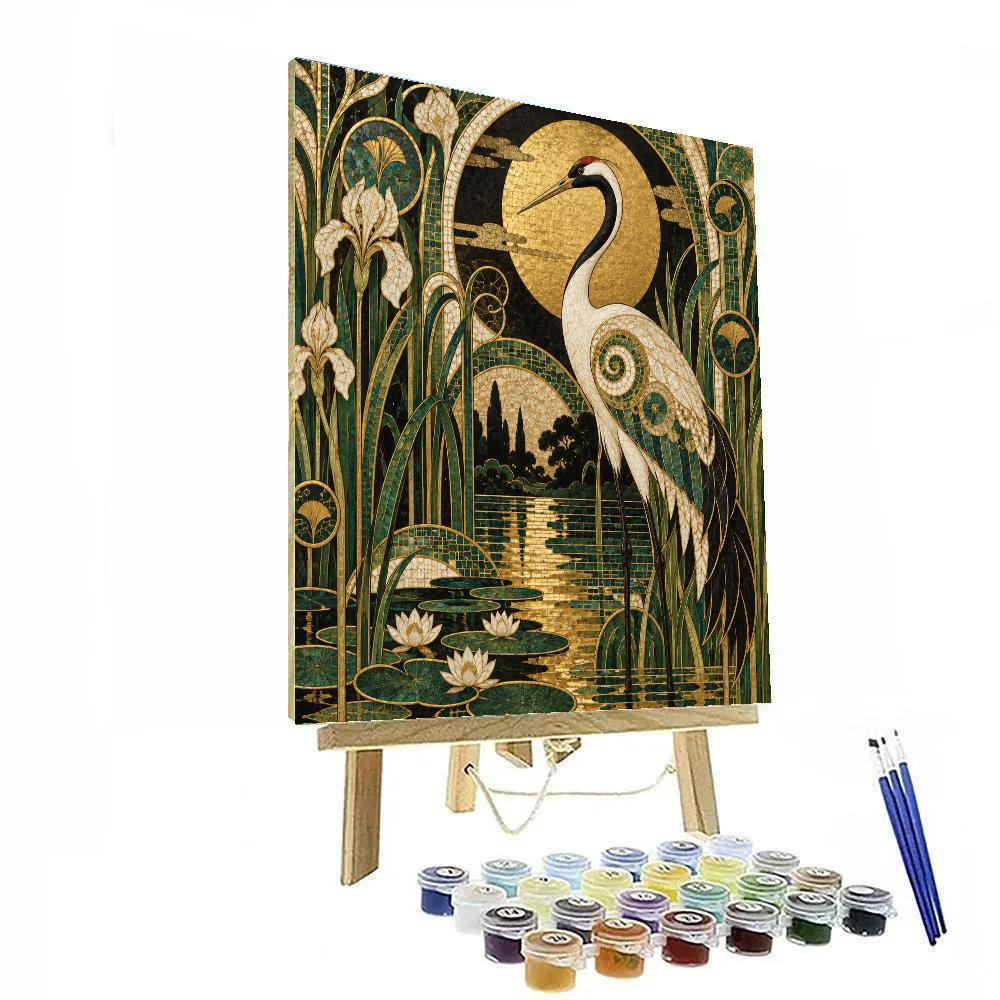 Gustav Emerald Crane Sonata paint by color [AI-43c77a13-01503fe52ece]