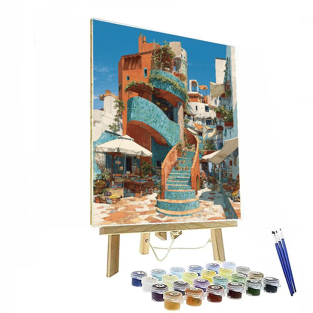 Antonio Gaudi Inspired Coral Stairway Market paint by number [AI-4c281006-7f42eb23ff84]